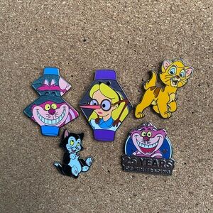 Colorful Cat and Alice in Wonderland Pins Set